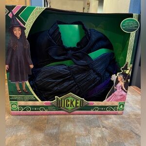 Wicked Witch Costume Kids Sz 4-6 Black Hat Black Cape Black Dress Halloween NEW
